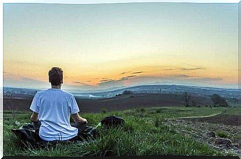 Man meditates