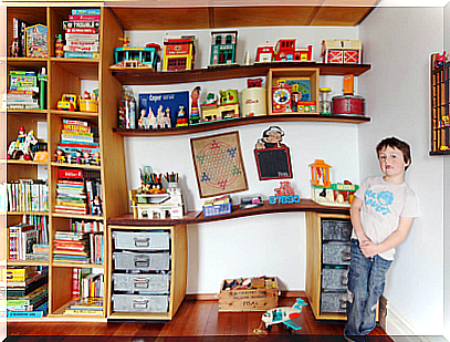 Child in Room full of Toys